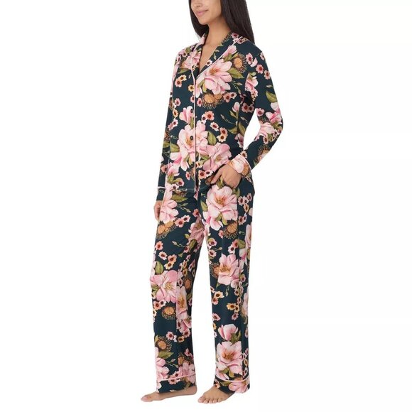 Room Service Ladies' Shawl Collar‎ Pajama Set PJ  Color: Pink (Floral) - Picture 7 of 7